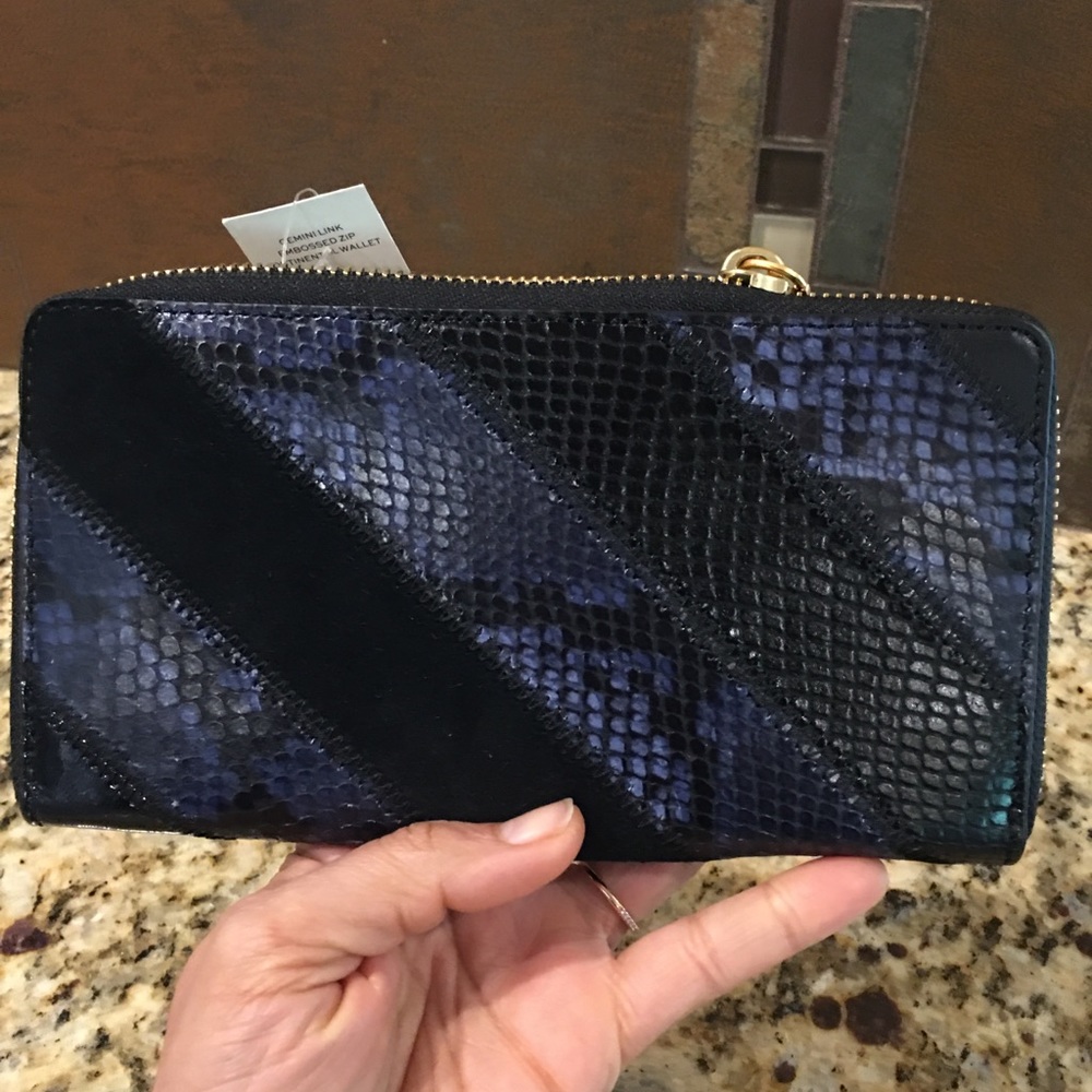 Tory Burch snake skin continental wallet